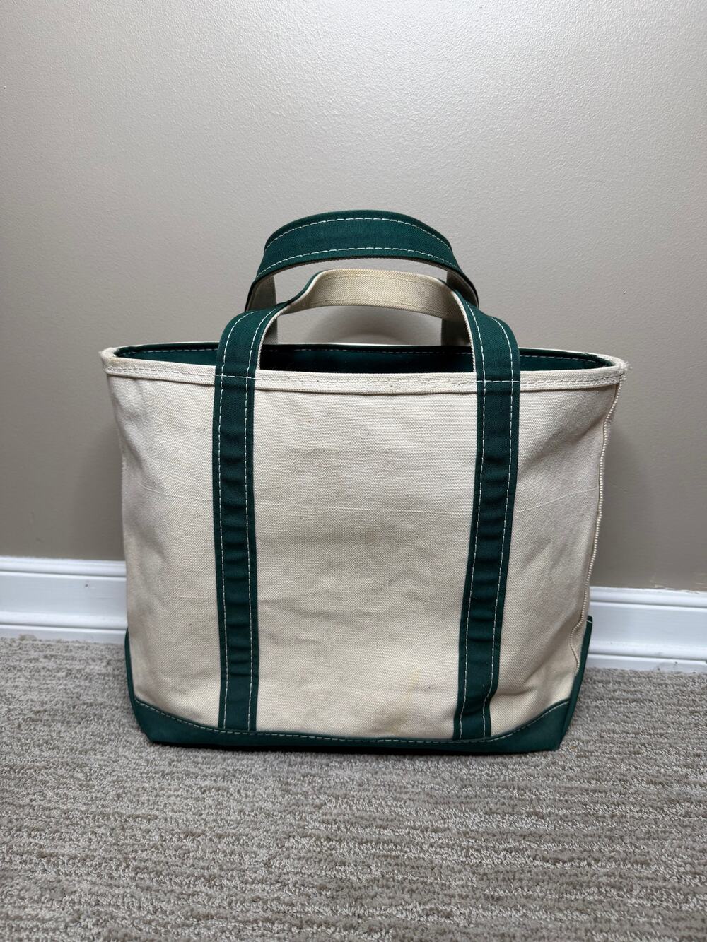 Vintage 90s LL Bean Boat and Tote Bag Canvas Forest Green